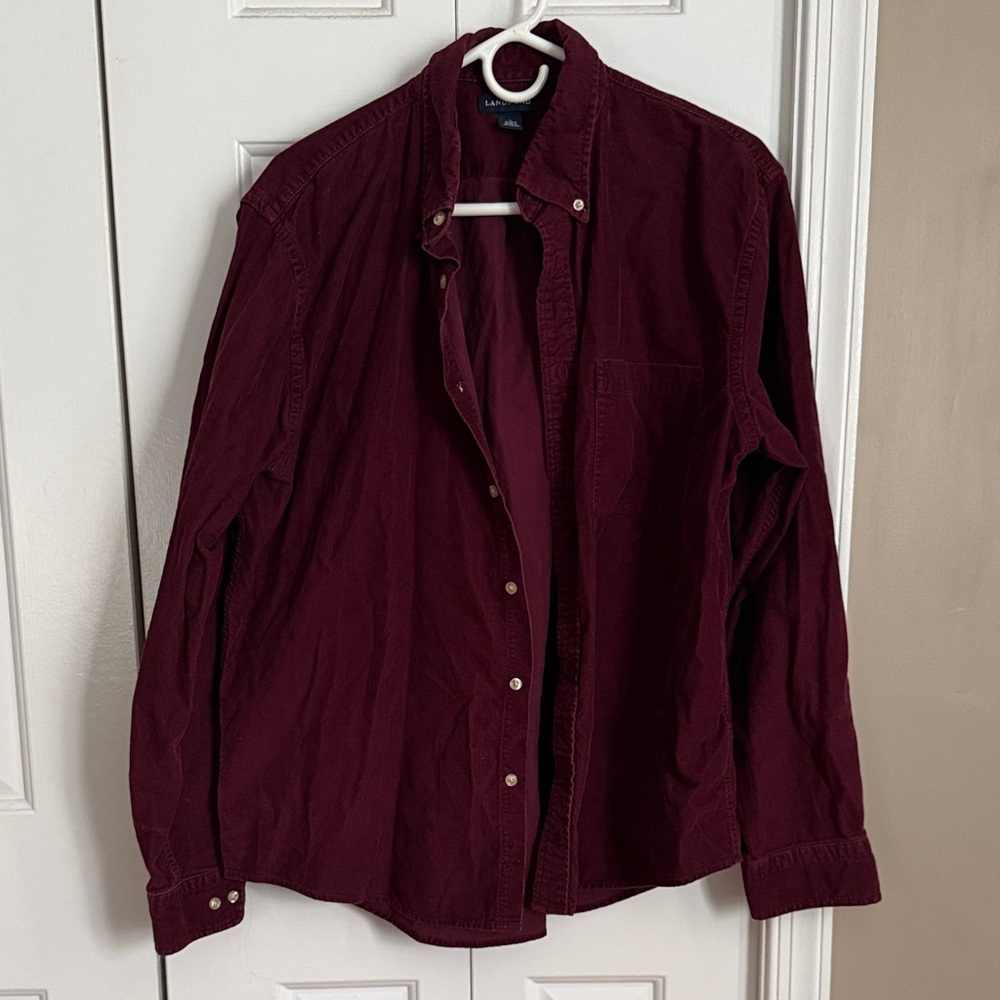 Lands' End Men's Deep Burgandy Corduroy Shirt/Jacket